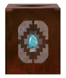 TC-9283 - Desert Diamond W/Turq Square Tissue Cover Burnished