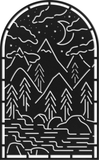 WA-4102 - Night Mountain Window Arch Wall Art 42"