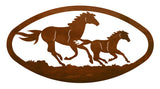 WA-73081 - Running Horses Oval Wall Art Horizontal