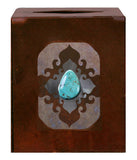 TC-9271 - Burnished Stone W/Turq Square Tissue Cover