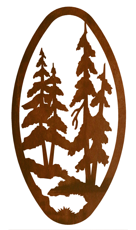 WA-72086 - Pine Forest Oval Wall Art Vertical