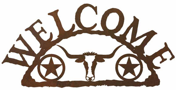 WE-9664 - Texas Star/Long Horn Welcome Sign Horizontal