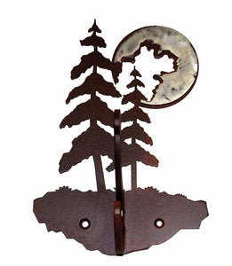 CH-5261 - Pine & Moon Double Coat Hook Burnished