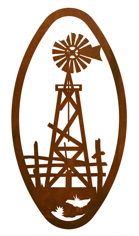 WA-72120 - Windmill Oval Wall Art Vertical