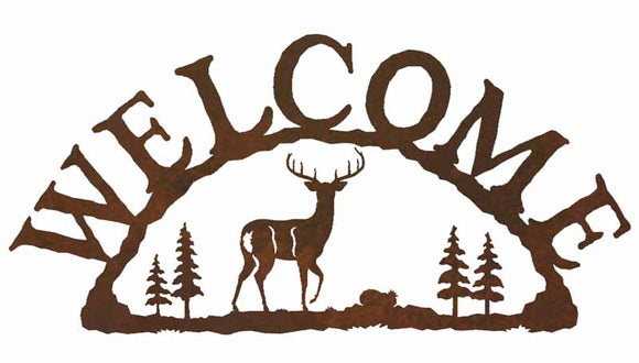 WE-9668 - White Tail Deer Welcome Sign Horizontal