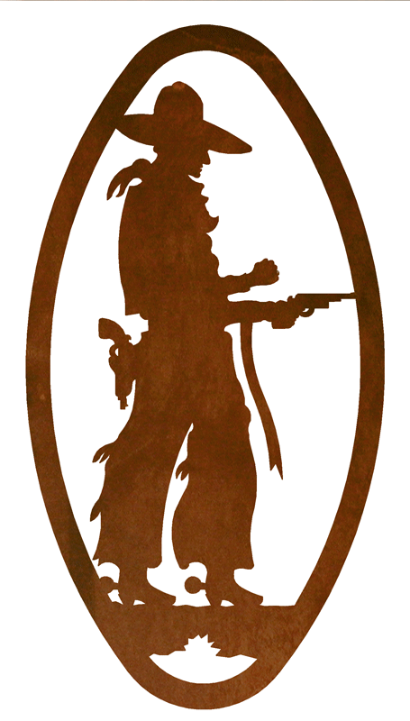 WA-72082 - Pistol Cowboy Oval Wall Art Vertical