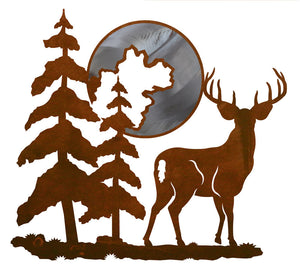 WA-3031 - Deer & Moon 20" Wall Art Burnished