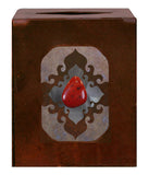 TC-9273 - Burnished Stone W/Red Jasper Square Tissue Cover