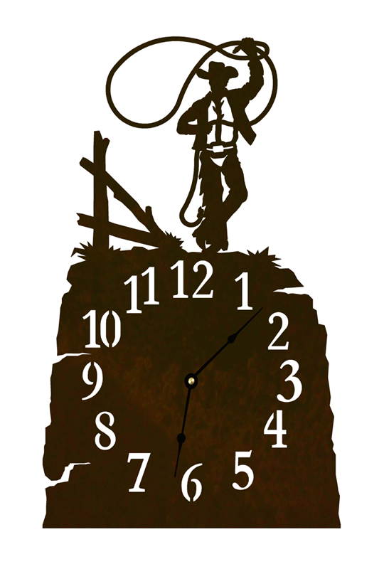 Team Roping Wall Clock CL-7041 - Roping Cowboy Table Clock – IronwoodIndustries