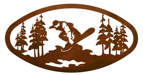WA-73082 - Snowboarder Oval Wall Art Horizontal